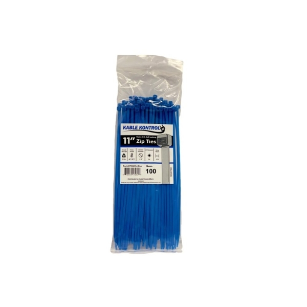 Kable Kontrol Kable Kontrol® Zip Ties - 11" Long - 100 Pc Pk - Blue color - Nylon - 50 Lbs Tensile Strength CT262CL-BLUE